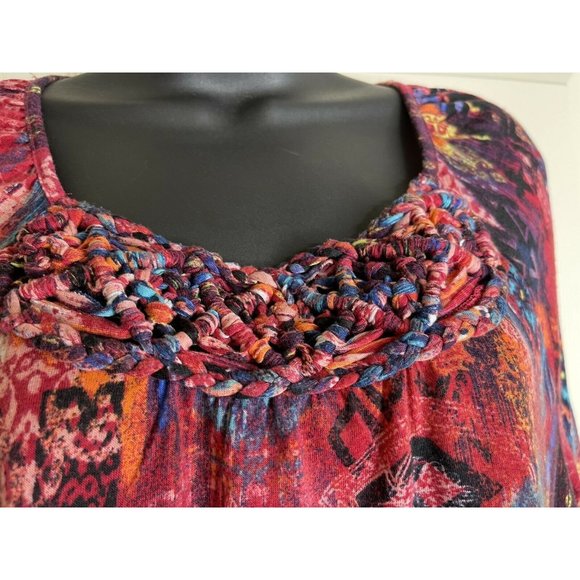 White Stag Top Womens Size L 3/4 Sleeve Pink Multi Colorful Shirt Blue Orange - Picture 7 of 10